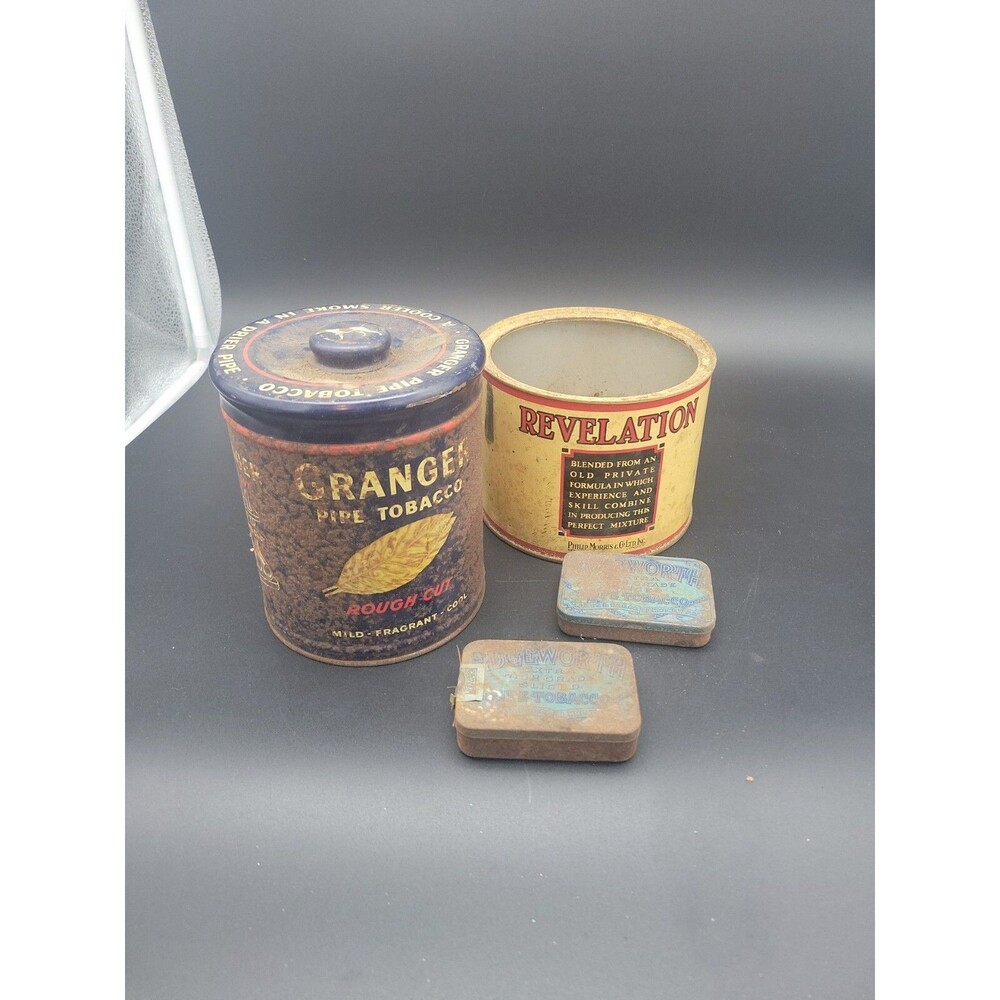 Lot 4 Tobacco Tins: Granger, Revelation/ Phillip Morris, Edgeworth Advertising